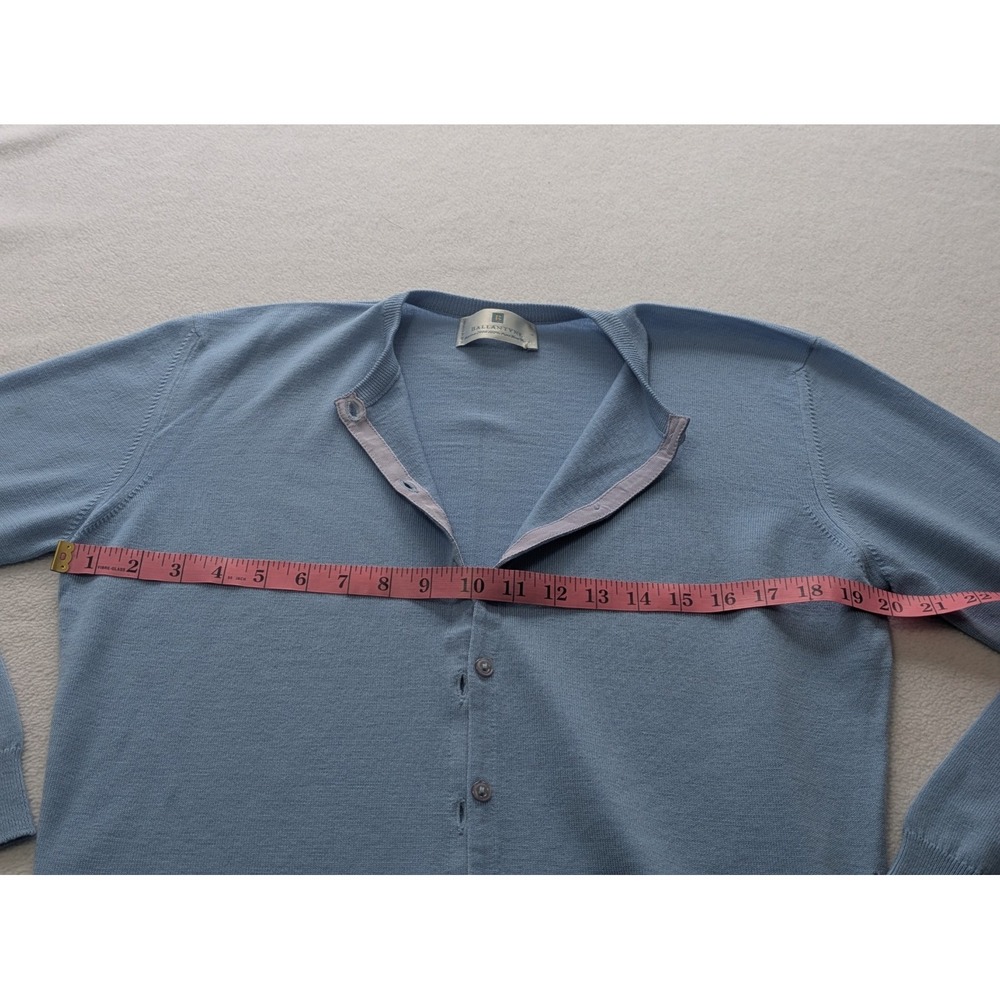 Ballantyne Blue Scotland 100% Pure New Wool Cardigan Sweater Button Down Small - Picture 15 of 16